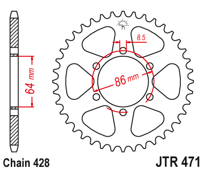 Kettenrad Stahl 45 48 50 Zähne - (428) passend für Kawasaki KE125