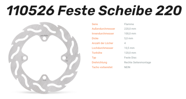 Moto-Master Bremsscheibe Flame hinten passend für Kawasaki - 110526