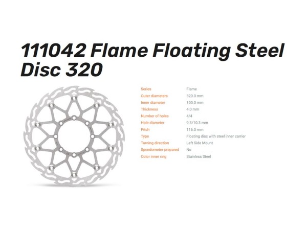 Moto-Master Bremsscheibe Flame 320 vorn passend für Kawasaki KDX KLX KX / Suzuki RM-Z - 111042
