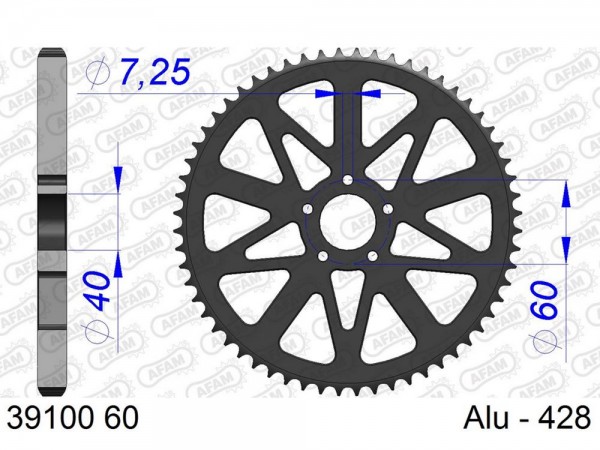 Kettenrad Aluminium 60 Zähne (428) passend für Beta 80 Evo / REV