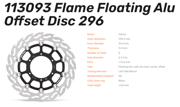 Moto-Master Bremsscheibe Floating-Alu Offset Halo-Serie passend für Honda - 113093