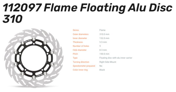 Moto-Master Bremsscheibe Floating-Alu Flame-Racing-Serie vorne passend für Yamaha - 112097