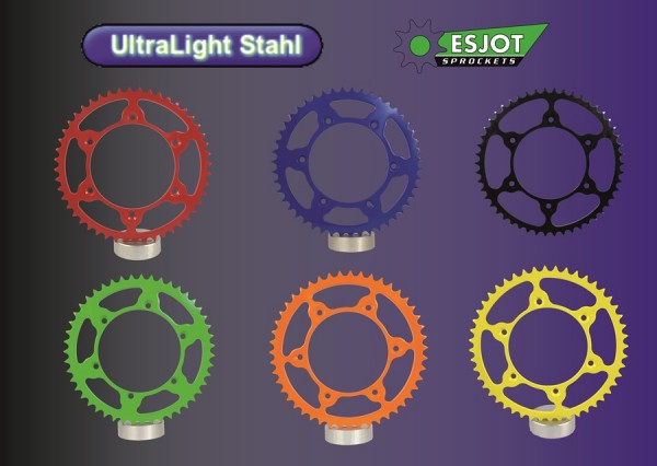 Kettenrad passend für Kawasaki UltraLight Stahl 46 bis 52 Zähne schwarz grün (520)