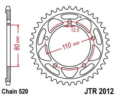 Kettenrad Stahl 42 Zähne CNC (520) passend für Triumph America 865 LT / Speedmaster 865