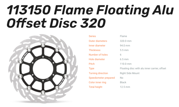 Moto-Master Bremsscheibe Floating-Alu Flame-Racing-Serie vorn passend für Honda - 113150