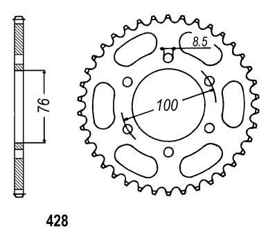 Kettenrad Alu 46 47 Zähne (428) passend für Yamaha YZF-R 125 / MT-125