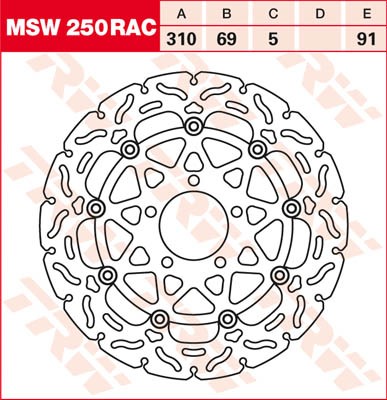 TRW Lucas Racing Bremsscheibe schwimmend vorn MSW 250 RAC mit ABE passend für Suzuki SV 1000 , S Bj.