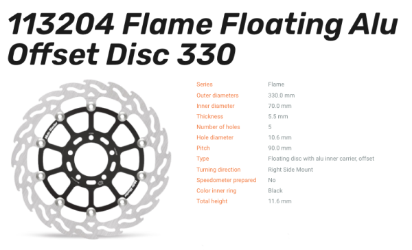 Moto-Master Bremsscheibe Floating-Alu Flame-Racing-Serie vorn passend für Kawasaki - 113204