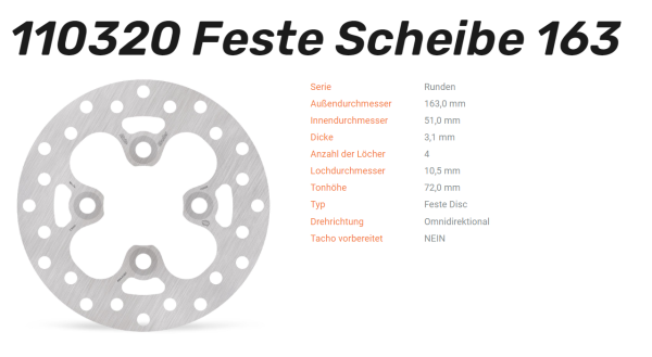 Moto-Master Bremsscheibe Round Disc-Serie vorne passend für Kawasaki - 110320