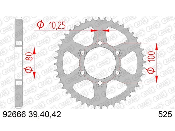 Kettenrad Stahl 39 40 42 Zähne (525) passend für Voxan