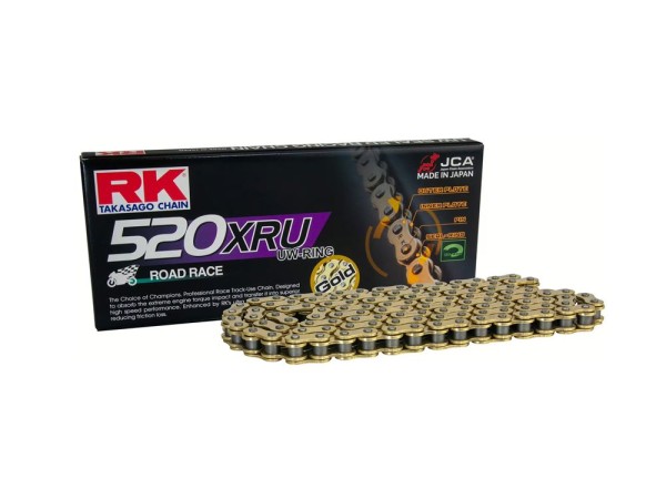 Motorradkette RK 520 XRU 120 Glieder gold offen Nietschloss Racing