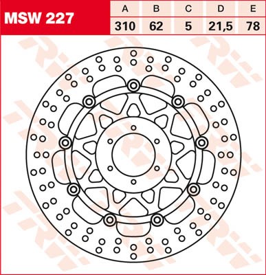 TRW Lucas Bremsscheibe schwimmend MSW 227 / MSW227