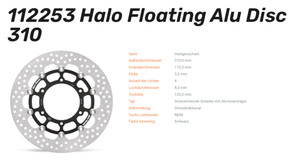 Moto-Master Bremsscheibe Floating-Alu Halo-Serie passend für Suzuki - 112253