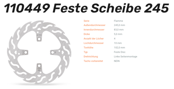 Moto-Master Bremsscheibe Flame hinten passend für Ducati - 110449