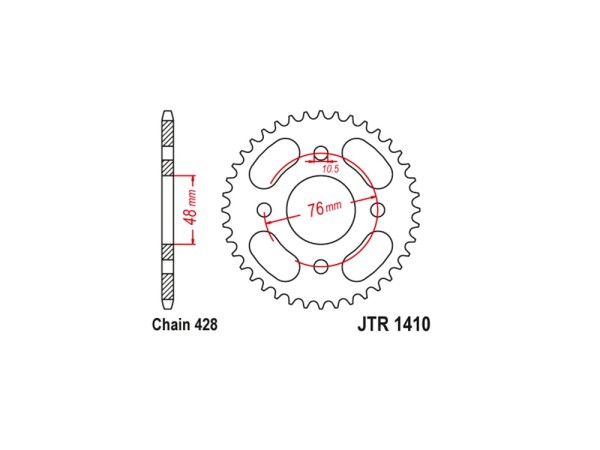Kettenrad Stahl 50 Zähne (428) passend auf Kawasaki KLF 110 (Bj.87-88)