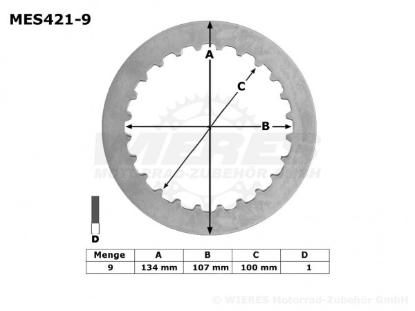 TRW Lucas Kupplungszwischenscheiben Kit passend für Yamaha YFZ-R1 RN22 (Bj.09-14) - MES423-8