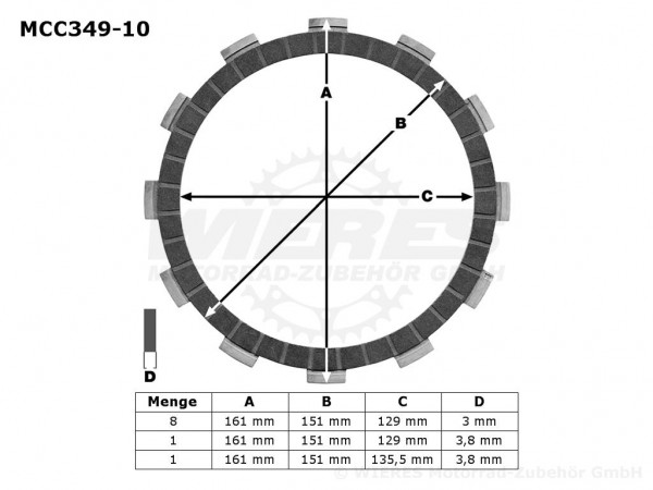 TRW Lucas Kupplungslamellenset (10 st.) MCC349-10 / MCC 349-10