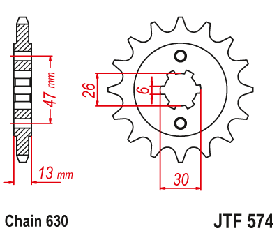 Kettenritzel 16 Zähne - (630) passend für Yamaha TR1 XV 1000