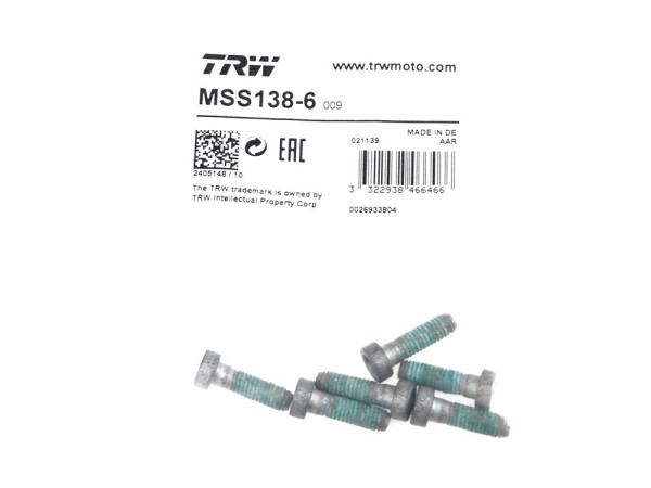 TRW Lucas Bremsscheibenschrauben-Satz MSS138-6 (M6 x 1,00 x 20 x 24 mm) passend für BMW 6 Stk