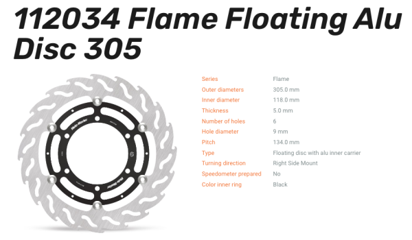 Moto-Master Bremsscheibe Flame Floating Alu-Disc vorne passend für BMW - 112034