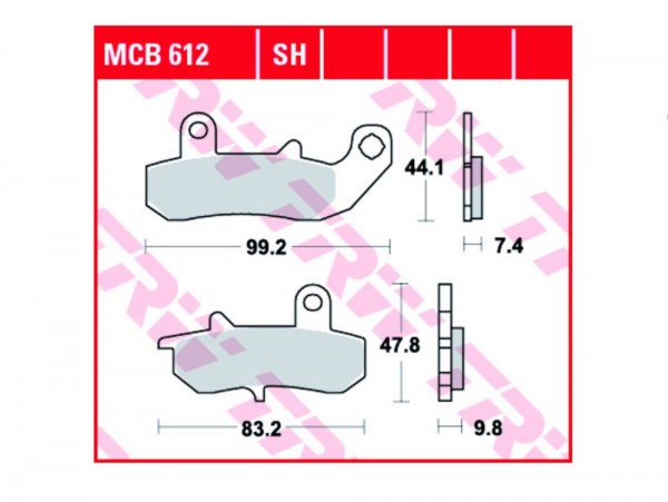 MCB612SH Lucas Hinterrrad SINTER-Bremsbelag passend für Suzuki RGV250 / DR600 / DR650 / DR800