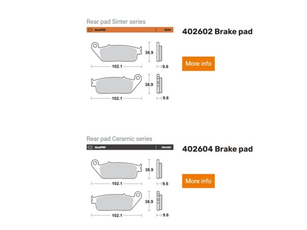 Moto-Master Bremsbelag organisch / Sinter hinten - 402602 402604