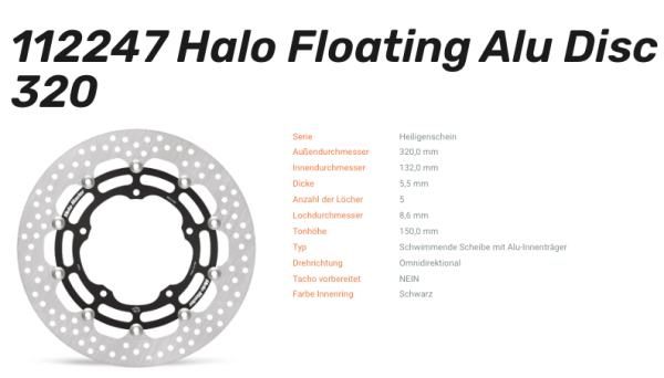 Moto-Master Bremsscheibe Floating-Alu Halo-Serie passend für Yamaha - 112247