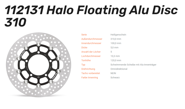 Moto-Master Bremsscheibe Flame Floating Alu-Disc vorne passend für Suzuki - 112131
