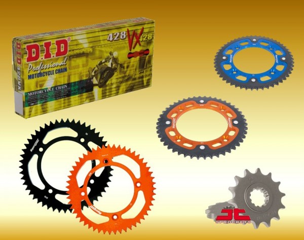 DID Kettensatz passend für KTM SX 85 Big Wheel (Bj.18-24) DID 428 Kette Stahl Alu Stealth