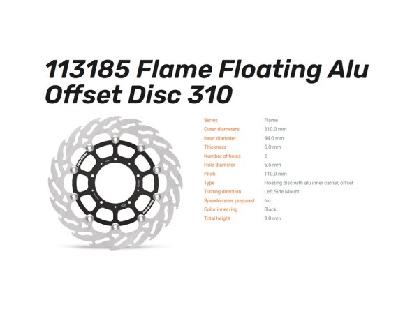 Moto-Master Bremsscheibe Flame Floating 113185 / 113186 vorne passend für Honda VFR 800 F/X, Bj: ab