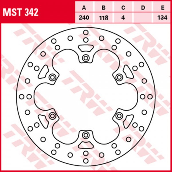 TRW Lucas Bremsscheibe hinten MST 342 mit ABE passend für Suzuki RM 250 Bj. 99-05