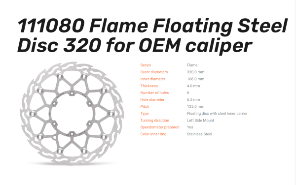 Moto-Master Bremsscheibe Flame Floating 320 für OEM-Bremssattel - 111080