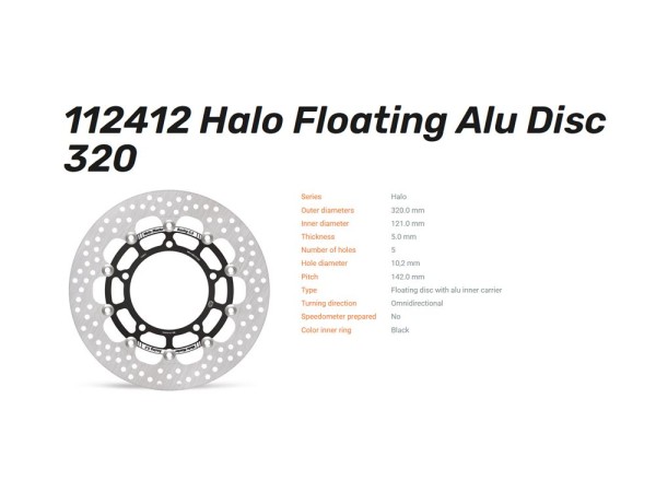 Moto-Master Bremsscheibe Halo 320 vorne passend für Suzuki GSX-8S R GSX-S 750 Vstrom 800 - 112412