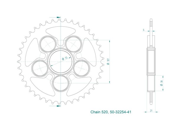 Kettenrad Stahl 41 Zähne (520) passend für CF-Moto SR-S 450
