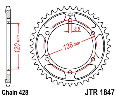 Kettenrad Aluminium 45Z - 59Z (428)