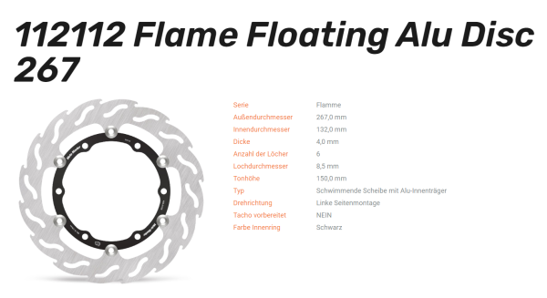 Moto-Master Bremsscheibe Floating-Alu Offset Halo-Serie passend für Yamaha - 112112