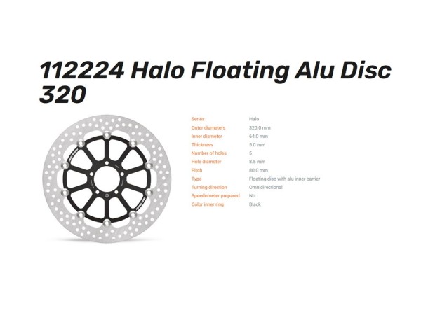 Moto-Master Bremsscheibe Halo Full T-Floating 6.0 vorn passend für KTM 1290 1390 Superduke / Brabus