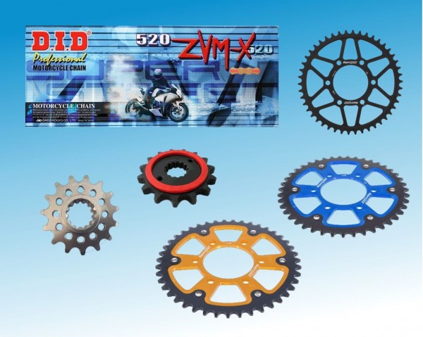 DID Kettensatz passend für Kawasaki Z650 ER650 /ABS (Bj.16-24) DID 520 ZVM-X Kette Stahl Alu Stealth