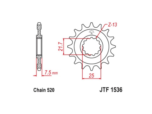 Kettenritzel 14 15 16 Zähne (520) Standardritzel passend für Kawasaki KFX 450 R