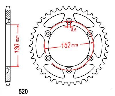 Kettenrad Stahl CNC 46 48 49 51 Zähne (520) Aprilia RXV SXV / BMW G450X