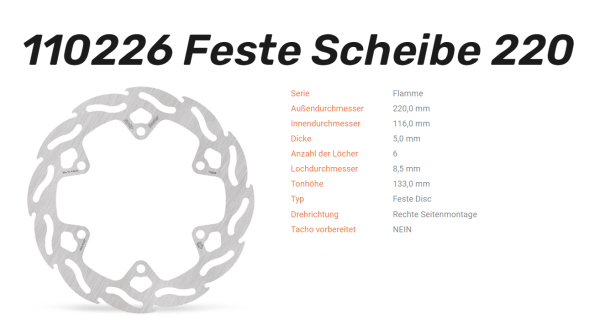 Moto-Master Bremsscheibe Flame hinten passend für Yamaha - 110226