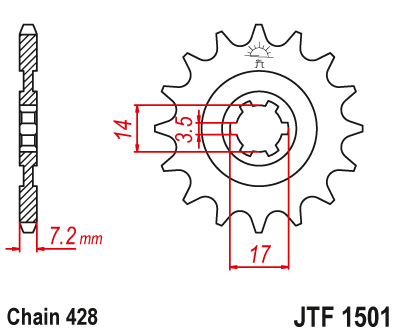 Kettenritzel CNC 12 13 14 Zähne (428) passend für Kawasaki KLX 140 Modelle A und L B ab Baujahr 2008