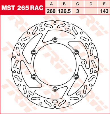 TRW Lucas Racing Bremsscheibe vorn MST 265 RAC mit ABE passend für KTM SX 250 Bj. 03-12