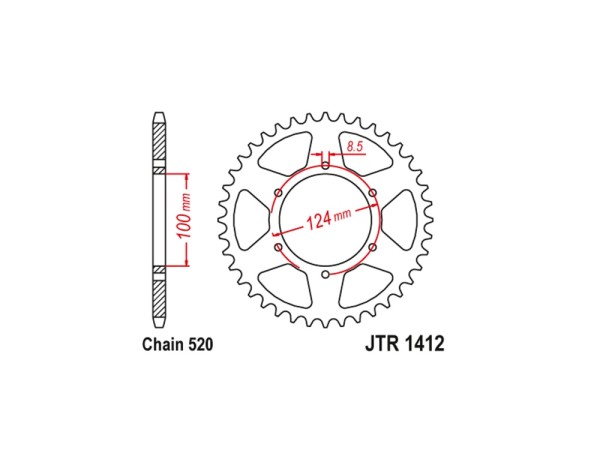 Kettenrad Stahl 37 Zähne - (520) passend für Kawasaki KXT 250
