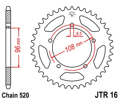 Kettenrad Stahl CNC 40 41 44 Zähne - (520) Aprilia 125 Tuatreg / Gilera 125 XR/1