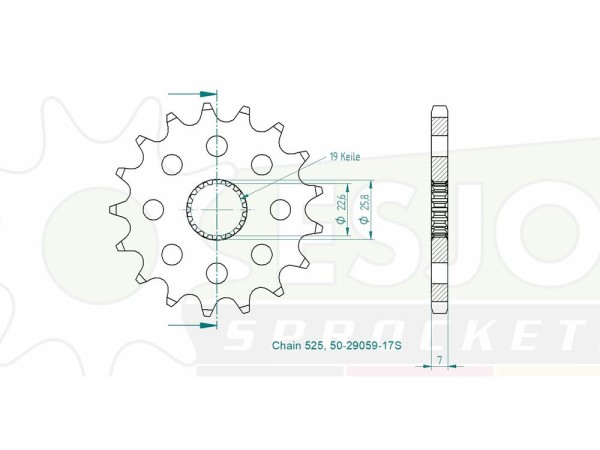 Ritzel 17 Zähne (525) passend für Brixton Cromwell 1200
