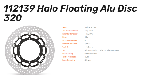 Moto-Master Bremsscheibe Flame Floating Alu-Disc vorne passend für Yamaha - 112139