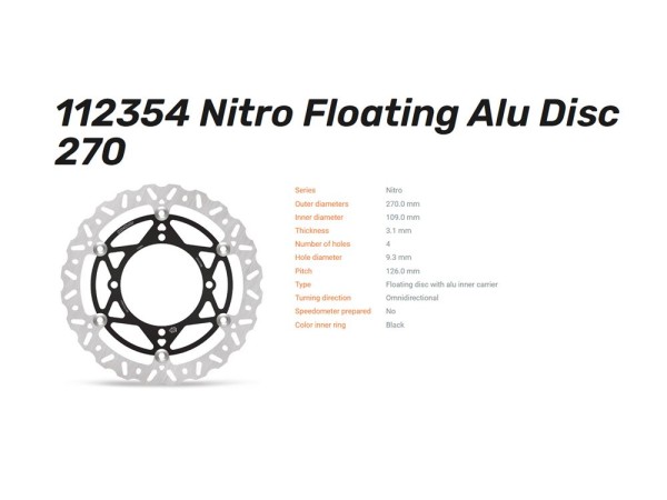 Moto-Master Bremsscheibe Nitro Floating 270 passend für Kawasaki KLX KX - 112354