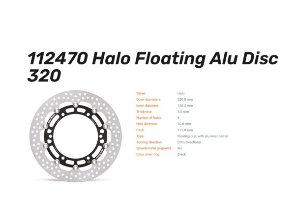 Moto-Master Bremsscheibe Halo vorn passend für KTM 390 Adv R SMC-R Hsqv Svartpilen Vitpilen - 112470