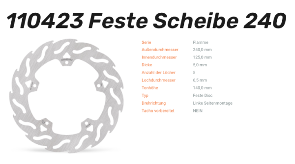 Moto-Master Bremsscheibe Flame hinten passend für Piaggio - 110423